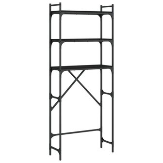 Wasmachinerek 67x25x163 cm bewerkt hout zwart 2