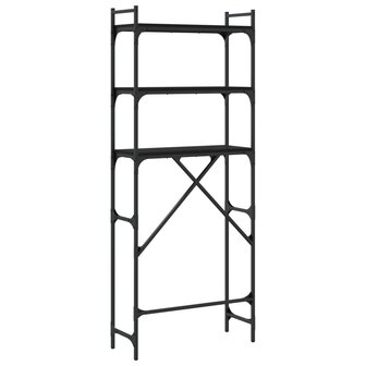 Wasmachinerek 67x25x163 cm bewerkt hout zwart 8