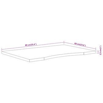Bureaublad rechthoekig 80x60x2,5 cm massief acaciahout 9