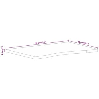Bureaublad met ronding 90x50x2,5 cm massief ruw mangohout 8