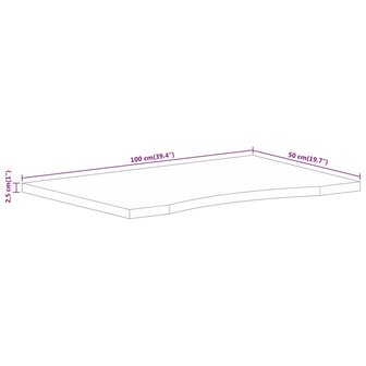 Bureaublad met ronding 100x50x2,5 cm massief ruw mangohout 8