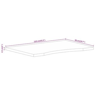 Bureaublad met ronding 110x50x2,5 cm massief ruw mangohout 8