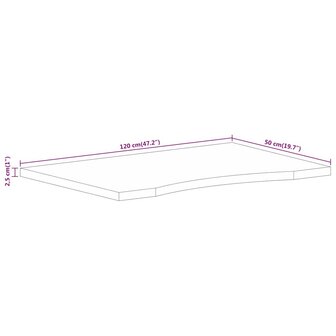 Bureaublad met ronding 120x50x2,5 cm massief ruw mangohout 8