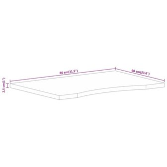 Bureaublad met ronding 80x60x2,5 cm massief ruw mangohout 8