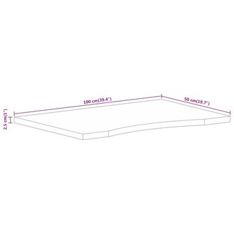 Bureaublad met ronding 100x50x2,5 cm massief ruw mangohout 8