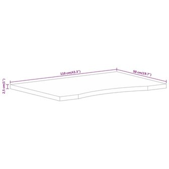 Bureaublad met ronding 110x50x2,5 cm massief ruw mangohout 8