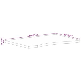 Bureaublad met ronding 90x60x2,5 cm massief ruw mangohout 8