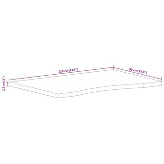 Bureaublad met ronding 110x60x2,5 cm massief ruw mangohout 8