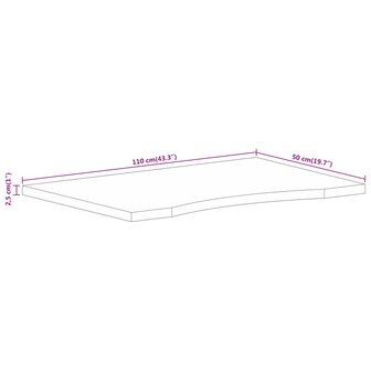 Bureaublad met ronding 110x50x2,5 cm massief ruw mangohout 8