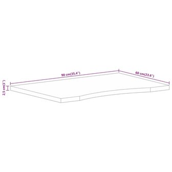 Bureaublad met ronding 90x60x2,5 cm massief ruw mangohout 8