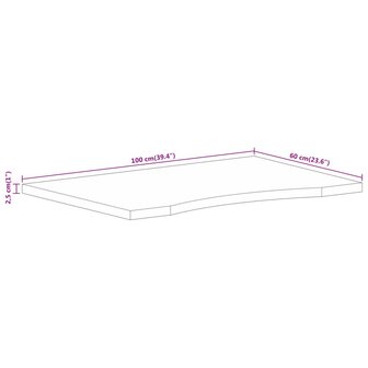 Bureaublad met ronding 100x60x2,5 cm massief ruw mangohout 8