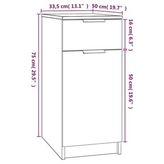 Bureaukast 33,5x50x75 cm bewerkt hout sonoma eikenkleurig 9