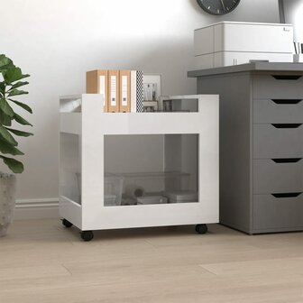 Bureaukastje 60x45x60 cm bewerkt hout hoogglans wit 1