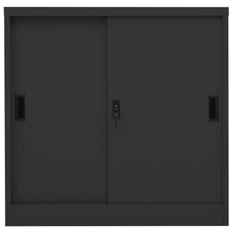 Kantoorkast met schuifdeuren 90x40x90 cm staal antracietkleurig 2