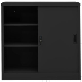 Kantoorkast met schuifdeuren 90x40x90 cm staal antracietkleurig 3
