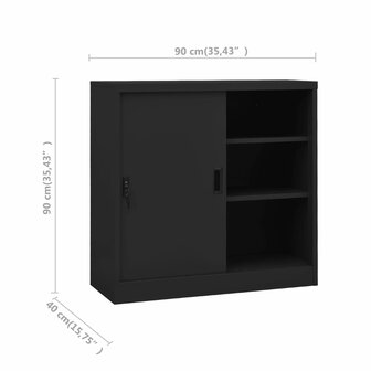 Kantoorkast met schuifdeuren 90x40x90 cm staal antracietkleurig 8