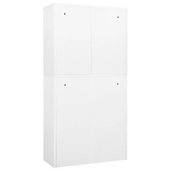 Kantoorkast 90x40x180 cm staal en gehard glas wit 5