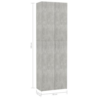 Kantoorkast 60x32x190 cm bewerkt hout betongrijs 8