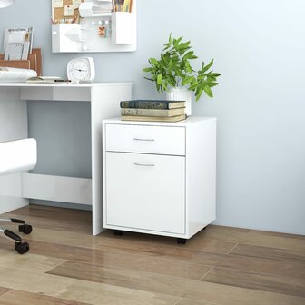 Rolkast 45x38x54 cm bewerkt hout hoogglans wit 1
