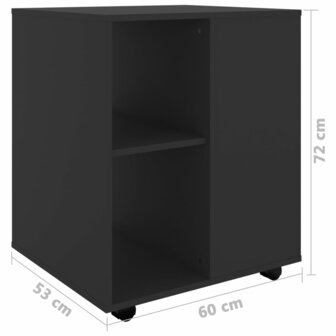 Rolkast 60x53x72 cm bewerkt hout zwart 9