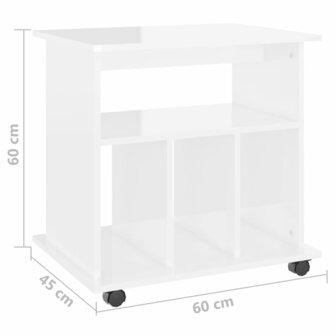 Rolkast 60x45x60 cm bewerkt hout hoogglans wit 7