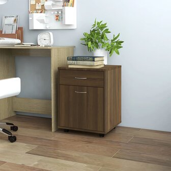 Rolkast 45x38x54 cm bewerkt hout bruin eikenkleur 1