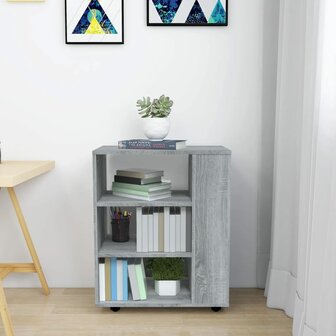 Rolkast 60x35x75 cm bewerkt hout grijs sonoma eiken 4