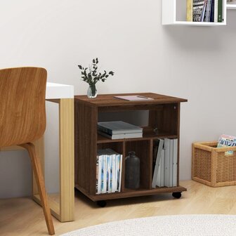 Rolkast 60x45x60 cm bewerkt hout bruin eikenkleur 1
