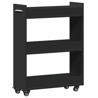 Kast met wieltjes 60x22x79 bewerkt hout zwart 7