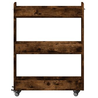 Kast met wieltjes 60x22x79 bewerkt hout gerookt eikenkleurig 5