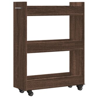 Kast met wieltjes 60x22x79 bewerkt hout bruin eikenkleurig 7