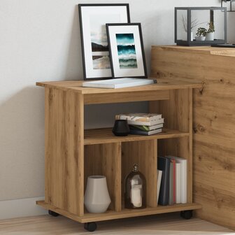 Rolkast 60x45x60 cm bewerkt hout artisanaal eikenkleurig 4