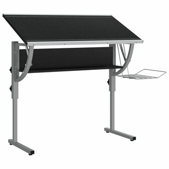 Tekentafel 110x53x(58-87) cm bewerkt hout en staal zwart/grijs 5
