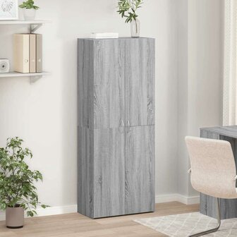 Archiefkast 60x32x153 cm bewerkt hout grijs sonoma eikenkleurig 3