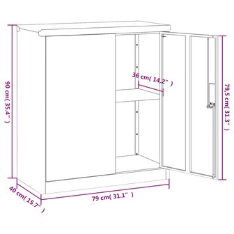 Archiefkast 79x40x90 cm staal antracietkleurig 9