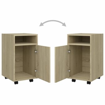 Bijzetkast met wielen 33x38x60 cm bewerkt hout sonoma eiken 7