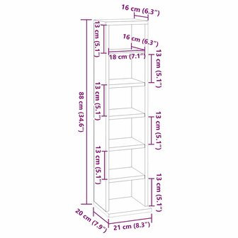 Cd-kast 21x20x88 cm bewerkt hout zwart 6