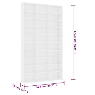 Cd-kast 102x16x177,5 cm bewerkt hout wit 6