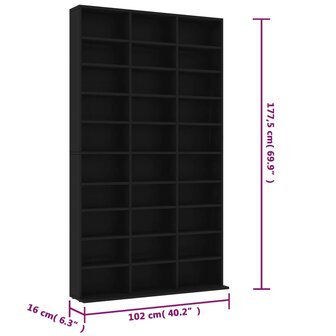 Cd-kast 102x16x177,5 cm bewerkt hout zwart 6
