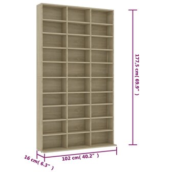 Cd-kast 102x16x177,5 cm bewerkt hout sonoma eikenkleurig 6