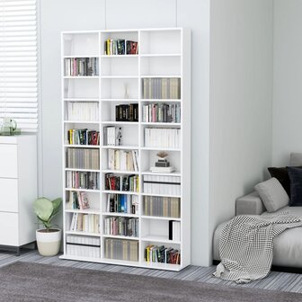 Cd-kast 102x16x177,5 cm bewerkt hout hoogglans wit 1