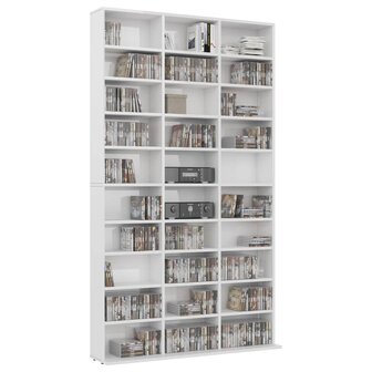 Cd-kast 102x16x177,5 cm bewerkt hout hoogglans wit 3