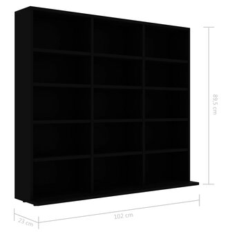 Cd-kast 102x23x89,5 cm bewerkt hout zwart 6