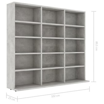 Cd-kast 102x23x89,5 cm bewerkt hout betongrijs 6