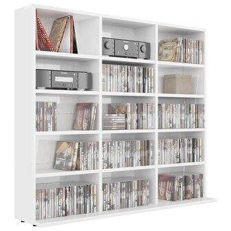 Cd-kast 102x23x89,5 cm bewerkt hout hoogglans wit 3