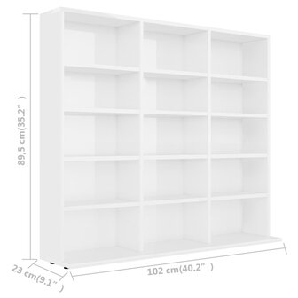 Cd-kast 102x23x89,5 cm bewerkt hout hoogglans wit 6