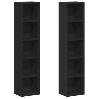 Cd-kasten 2 st 21x16x93,5 spaanplaat zwart 2
