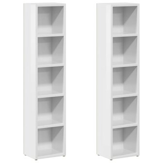 Cd-kasten 2 st 21x16x93,5 spaanplaat hoogglans wit 2