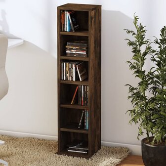 Cd-kast 21x20x88 cm bewerkt hout gerookt eikenkleurig 3