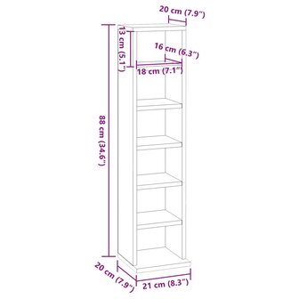 Cd-kast 21x20x88 cm bewerkt hout gerookt eikenkleurig 7